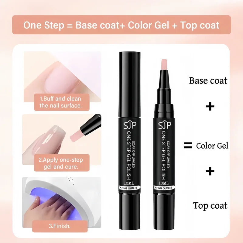 10ML One Step Cat Eye Gel Nail Polish Pen - Long-Lasting 3-in-1 Salon & Home Use