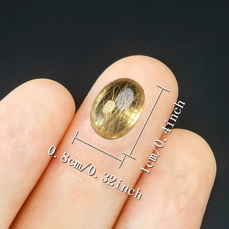 Natural Citrine Rutilated Quartz Loose Gemstones for Jewelry Making - Oval Egg Shape, 5A Grade