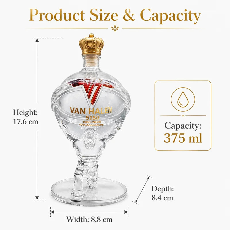 Van Halen 40th Anniversary Whiskey Decanter - Atlas Man Glass Liquor Bottle