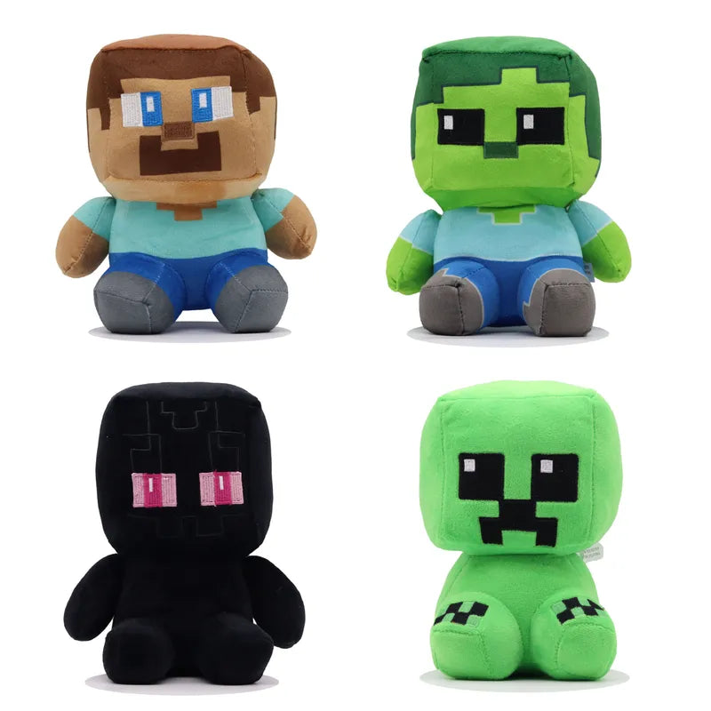 Pixel World Creeper Zombie Plush Toy - Collectible Game Character Doll for Home Decor