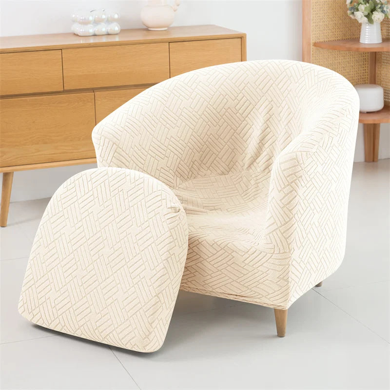 2pcs Jacquard Club Chair Cover with Cushion Set - Elastic Non-Slip Furniture Protector