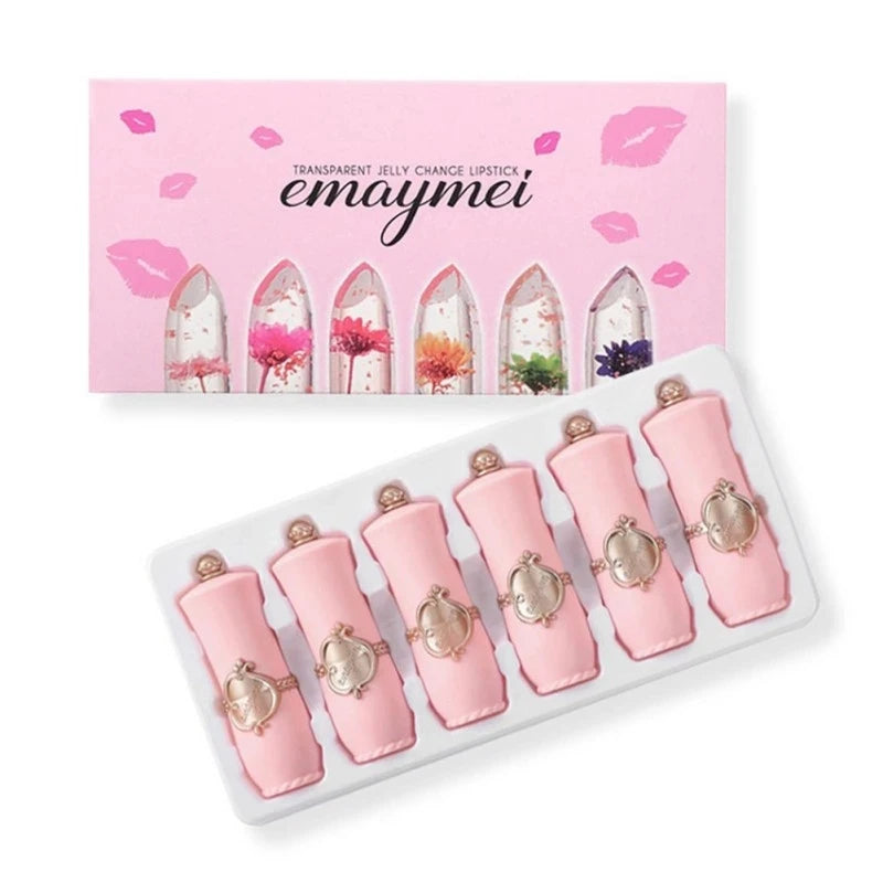 Color-Changing Flower Jelly Lipstick Set - Long Lasting Hydrating Lip Gloss
