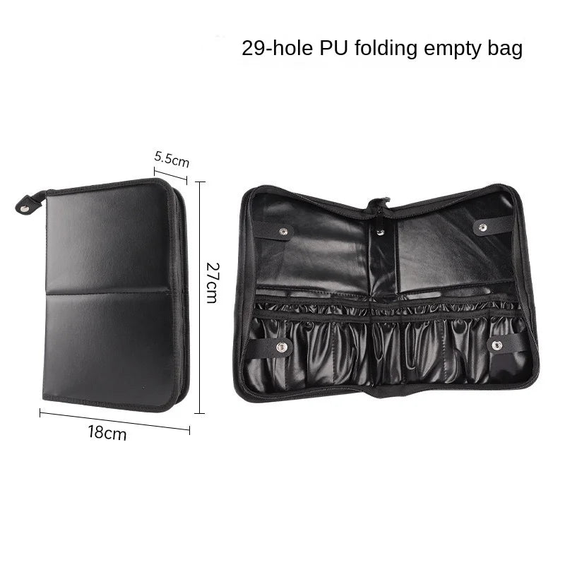 Professional Foldable Waterproof Makeup Brush Organizer Bag - Travel Cosmetic Case with 29 Slots