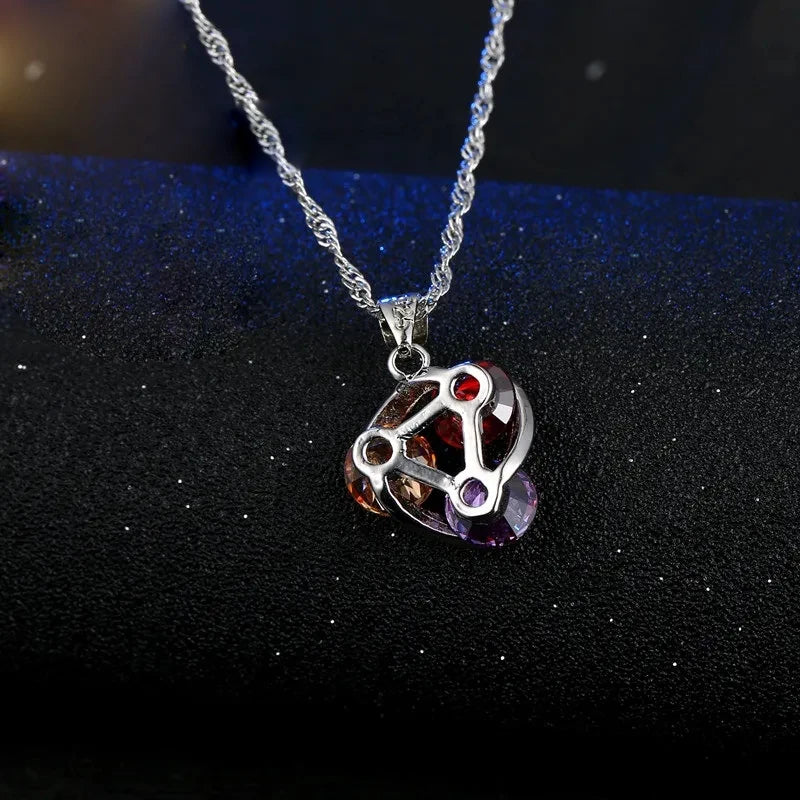 Sterling Silver Jewelry Set for Women Girls Necklace Earrings CZ Zircon Gift