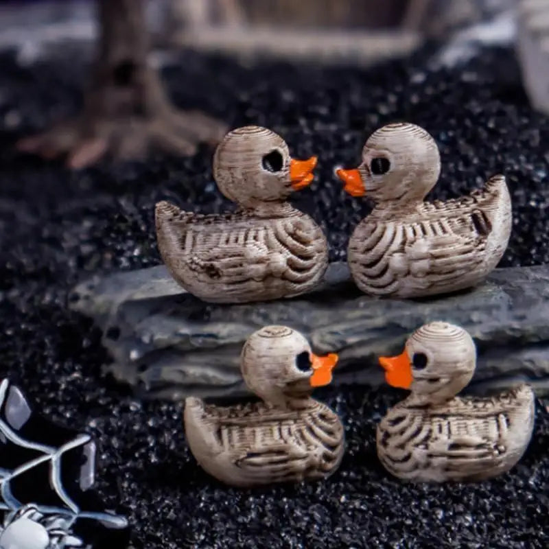 Gothic Skull Duck Resin Figurines Set for Halloween and Home Decor - 20 Pack