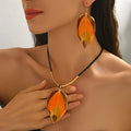 Bohemian Leaf Jewelry Set with Necklace and Earrings for Women - Vintage Layered Gift