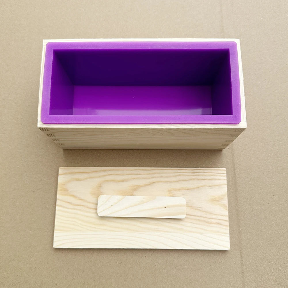 Flexible Wooden Box Soap Mold Kit 600ml Rectangular Loaf DIY Candle & Cake Making