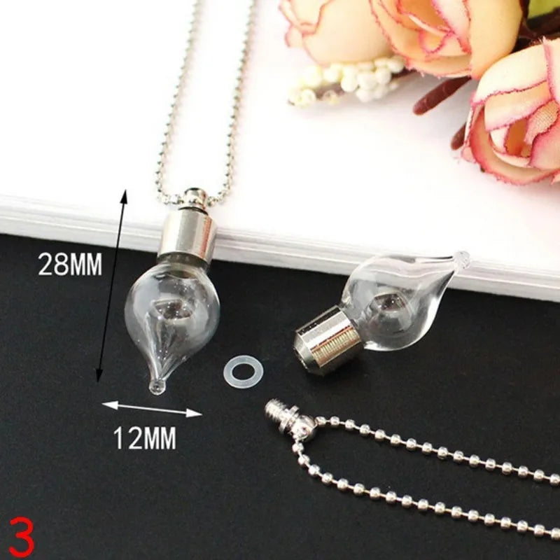 Glass Cremation Jewelry Urn Necklace for Ashes - Fillable Vial Pendant