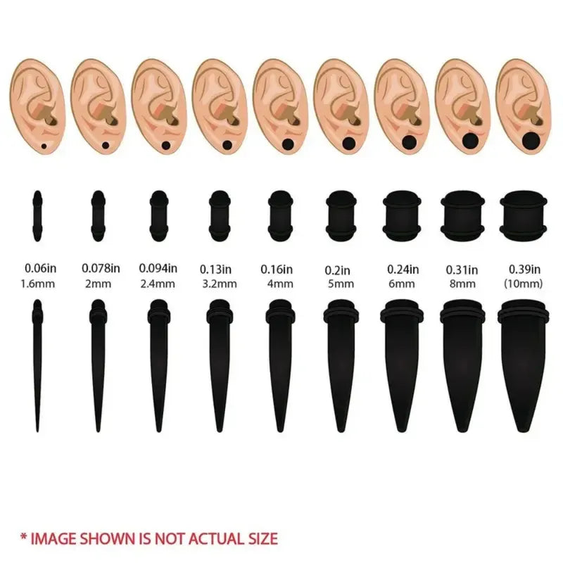 Ear Taper Kit Set for Body Piercing - Spiral Expander Plugs, 1.6mm-10mm