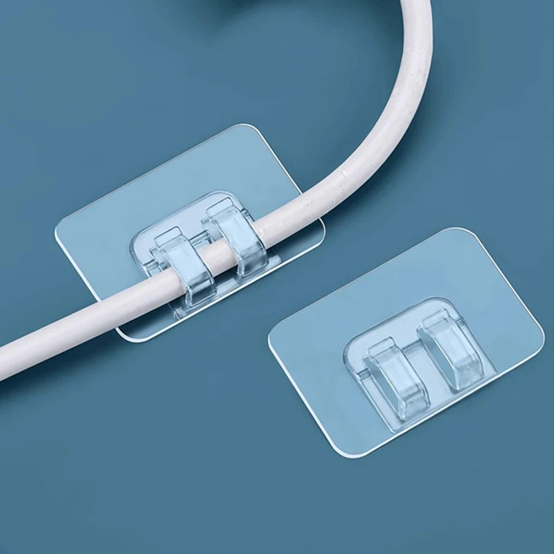 Outdoor String Light Adhesive Hooks - Transparent Wall Mount Clips for Patio & Home