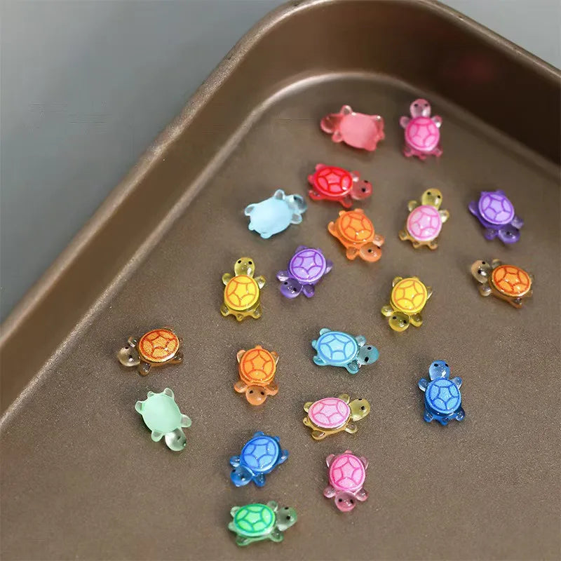 Mini Resin Glow in The Night Turtle Figurines for Fairy Gardens and DIY Decor - 10pcs