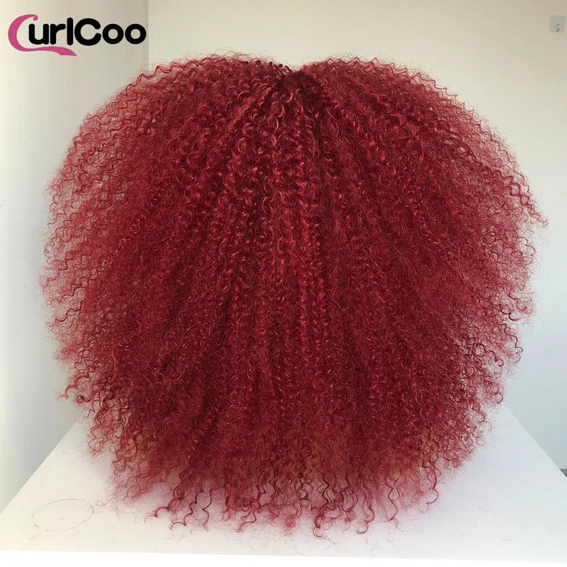 Curly Afro Wig with Bangs - Long Synthetic Curly Costume Wig for Daily Wear and Parties