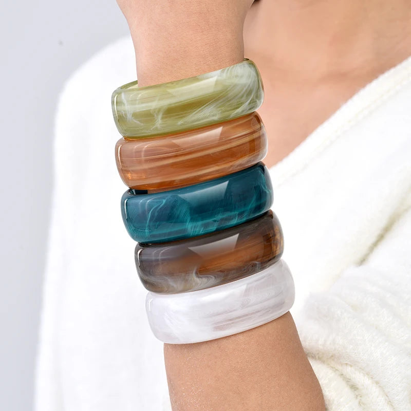 Vintage Open Wide Cuff Bracelet for Women Geometric Acrylic Jewelry
