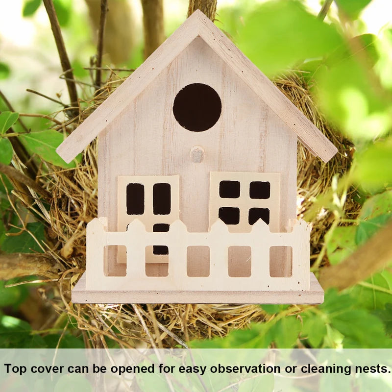 Outdoor Wooden Bird House Nests for Parrots & Small Birds - Hanging Breeding Box