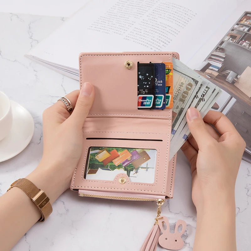 Women's PU Leather Wallet Card Holder Coin Purse Foldable Lady Wallet