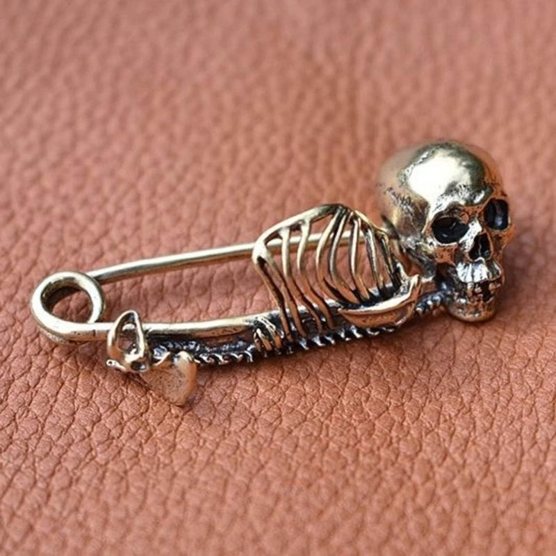 Halloween Skeleton Brooch Gothic Skull Enamel Pin Badge for Costume & Jewelry