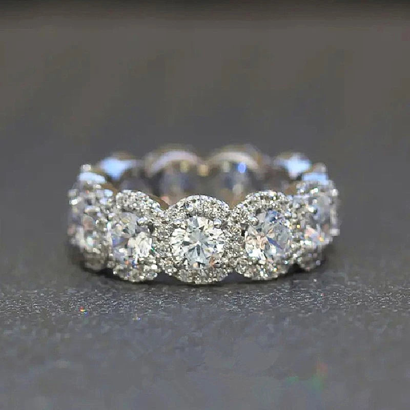 Sparkling Cubic Zirconia Promise Rings for Women Wedding Engagement Bands Silver