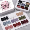 9-Color Gel Nail Polish Set - Trendy Vibrant Manicure Colors, Easy Single Layer Application