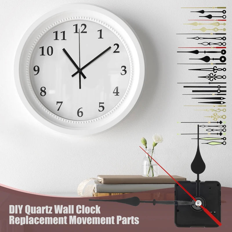Silent Quartz Clock Mechanism Kit with 10 Aluminium Clock Hands for DIY Repairs