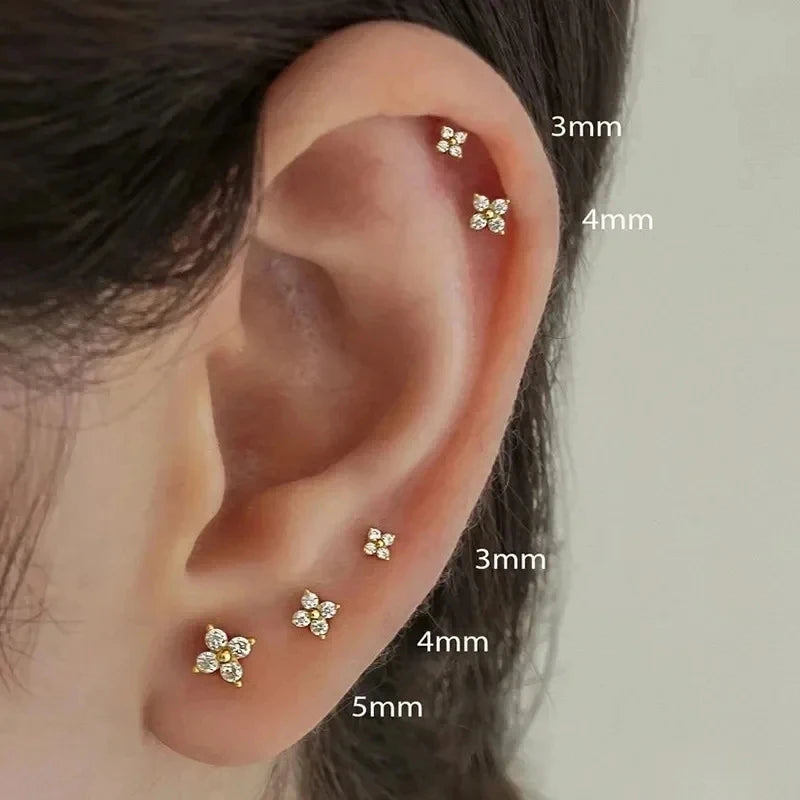 Mini Flower Earrings for Women Hypoallergenic Zircon Crystal Jewelry Gift