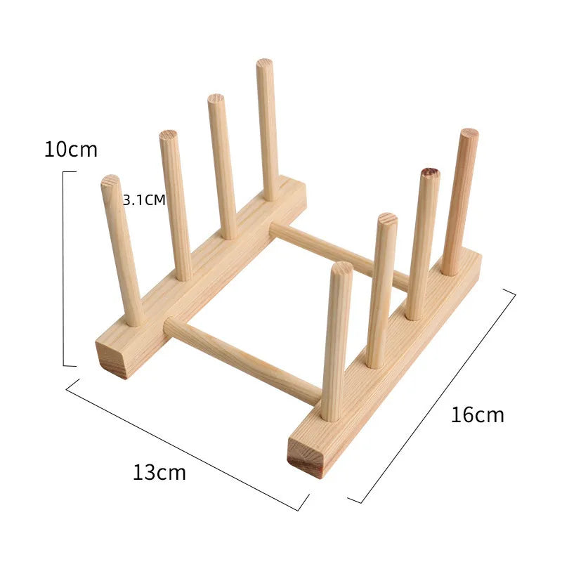Wooden Plate Storage Rack Kitchen Organizer for Cups Cutting Boards and Books