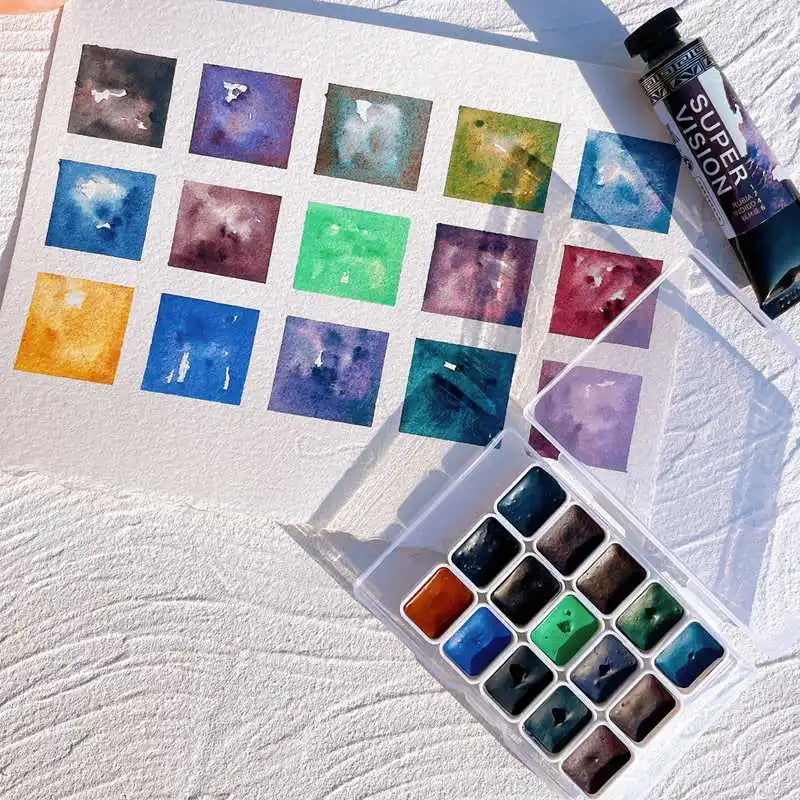 Mini Watercolor Paint Sample Set - 15 Colors, Handmade 1/2ml Water Color for Artists