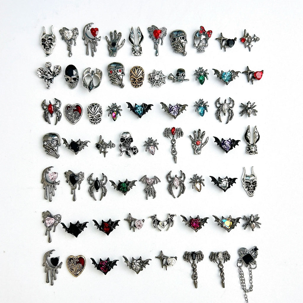 Dark Style Alloy Nail Art Charms Mixed Designs for DIY Manicure