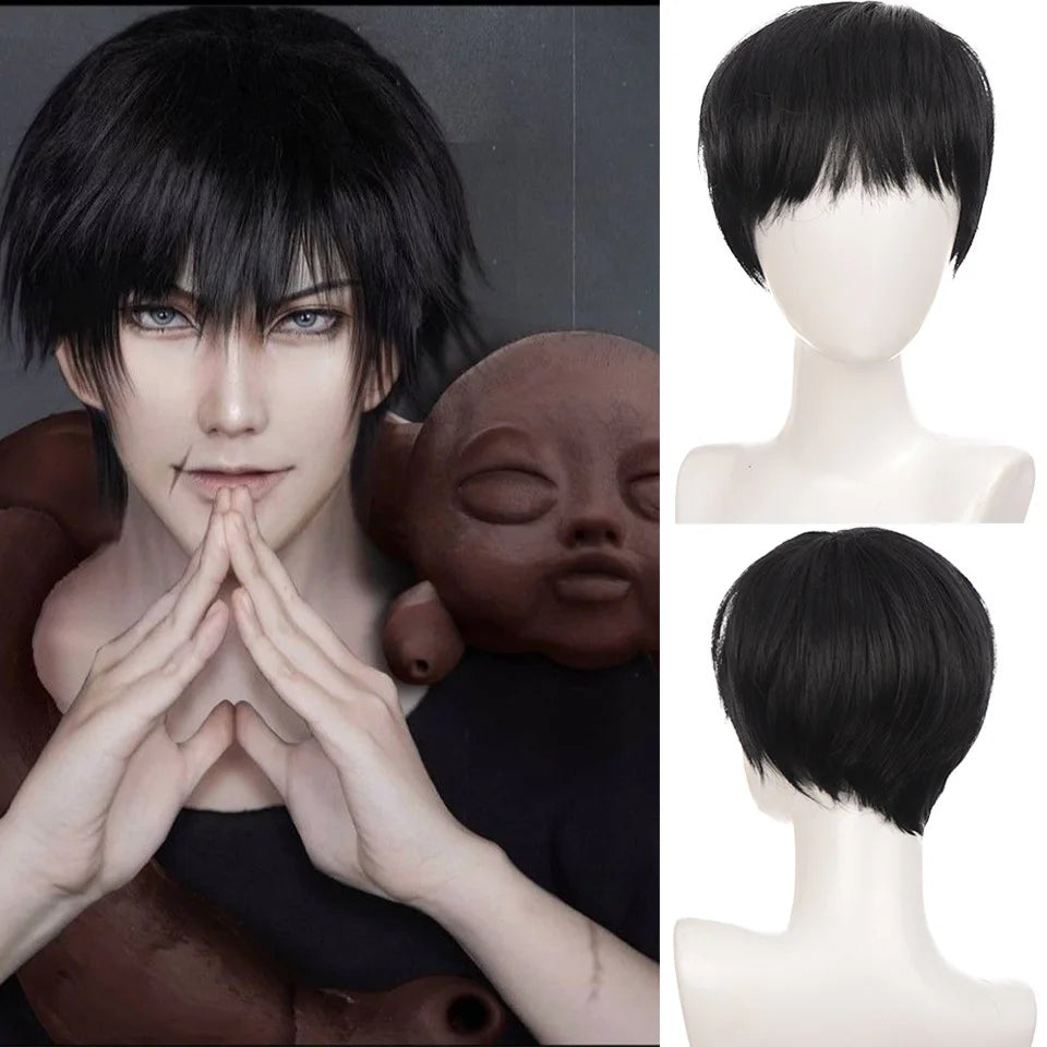 Short Curly Synthetic Men’s Wig - Natural Black, Heat-Resistant, Daily Wear