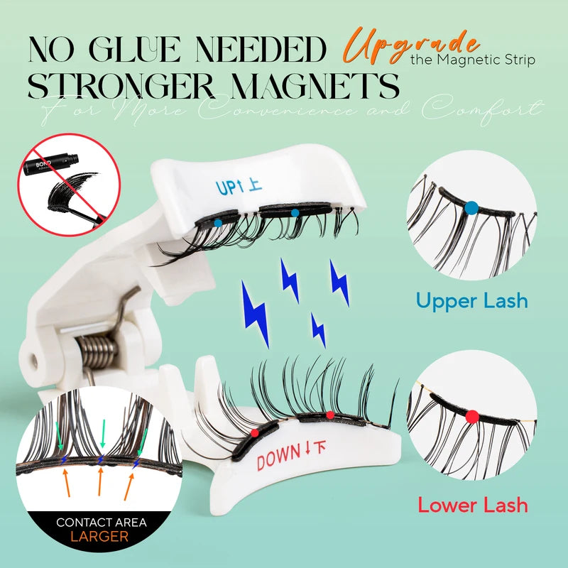 Reusable Magnetic False Eyelashes Kit - Natural Look, No Glue Needed, Soft Magnetic Strips