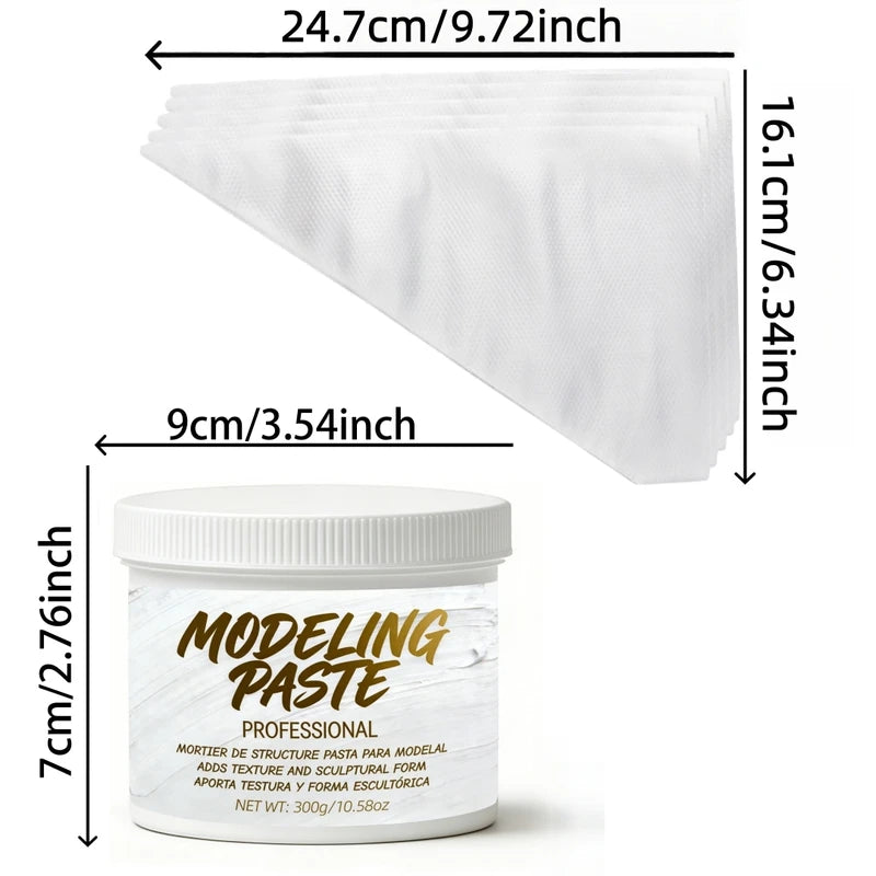 300g Textured Modeling Paste for Artists - Quick-Dry, No-Crack Acrylic Medium