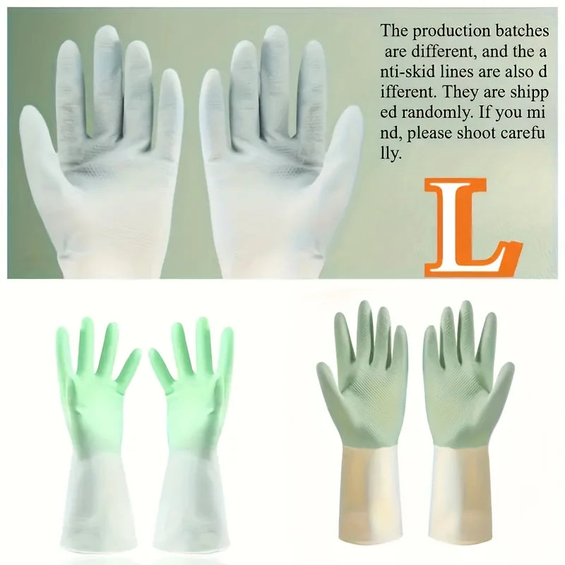 Waterproof Latex Kitchen Gloves with Non-Slip Grip - Household Cleaning