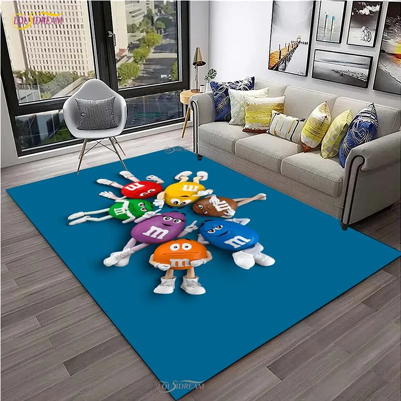 Kawaii Cartoon Carpet for Living Room Bedroom Yoga Area Rug Floor Mat Non-Slip Decor
