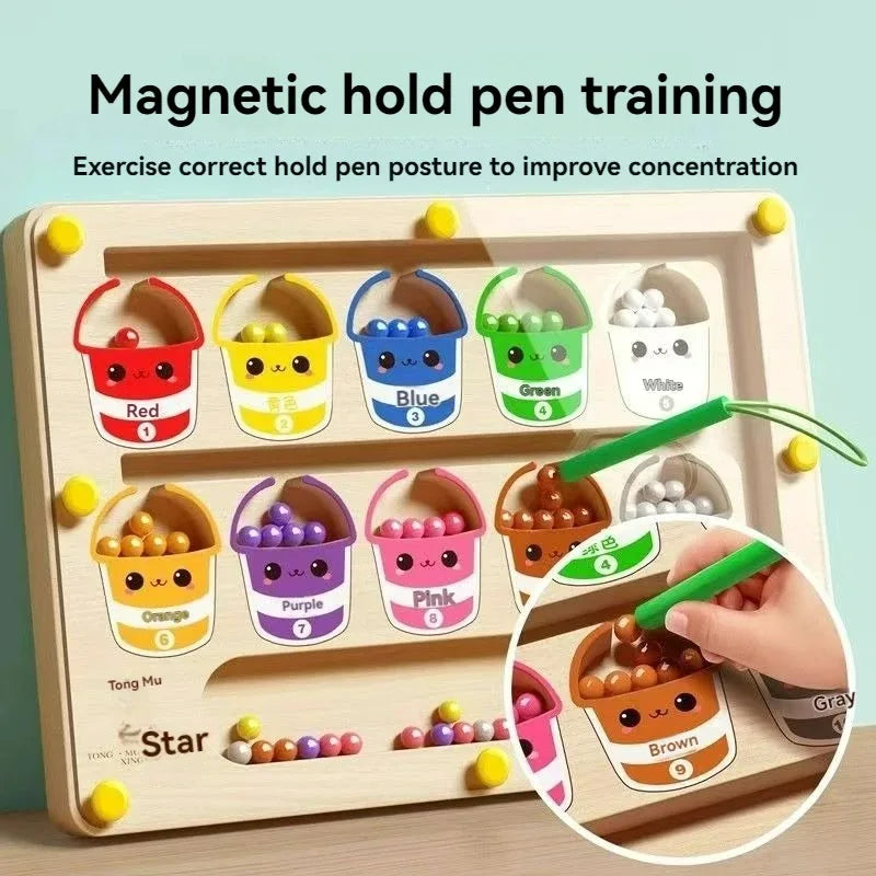 Magnetic Maze & Marble Run STEM Toy for Kids Ages 3-6 – Fine Motor Skills & Concentration Development