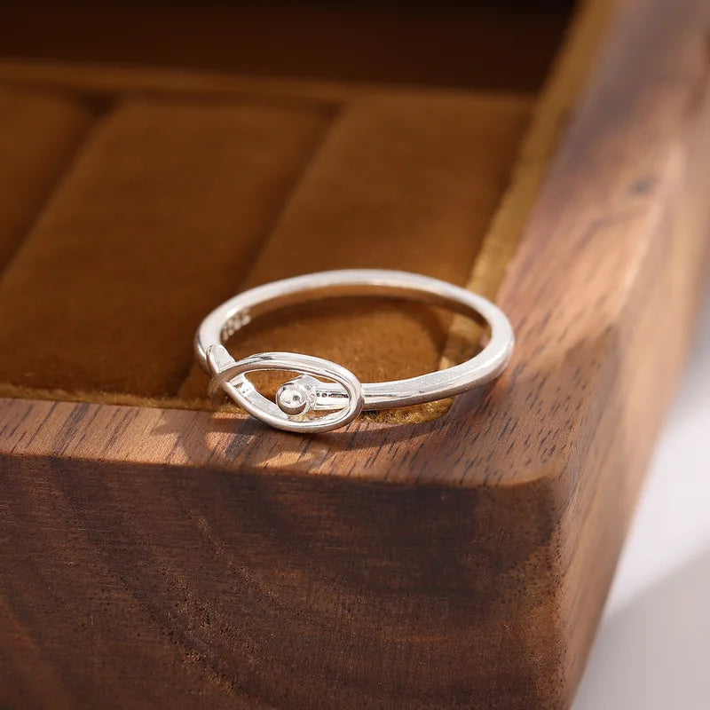 Sterling Silver Animal Opening Ring - Cute Fish Design, Exquisite Jewelry