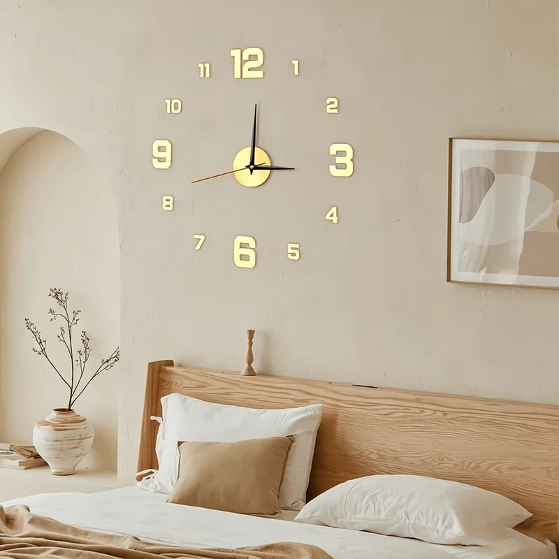 Glow-In-The-Dark DIY Wall Clock Mirror Surface Creative Wall Decor Silent Clock