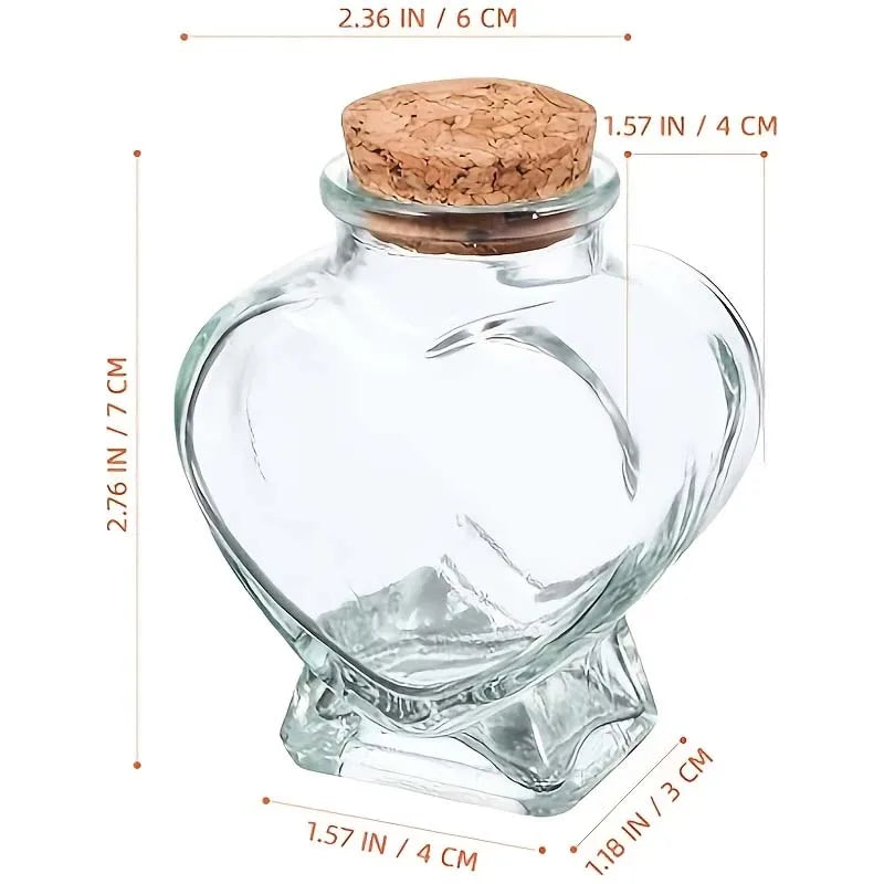 Mini Heart-Shaped Glass Bottle with Cork – DIY Wishing Message Jar