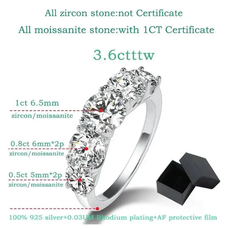 3.6CT Moissanite Wedding Ring Set for Women Sterling Silver Jewelry