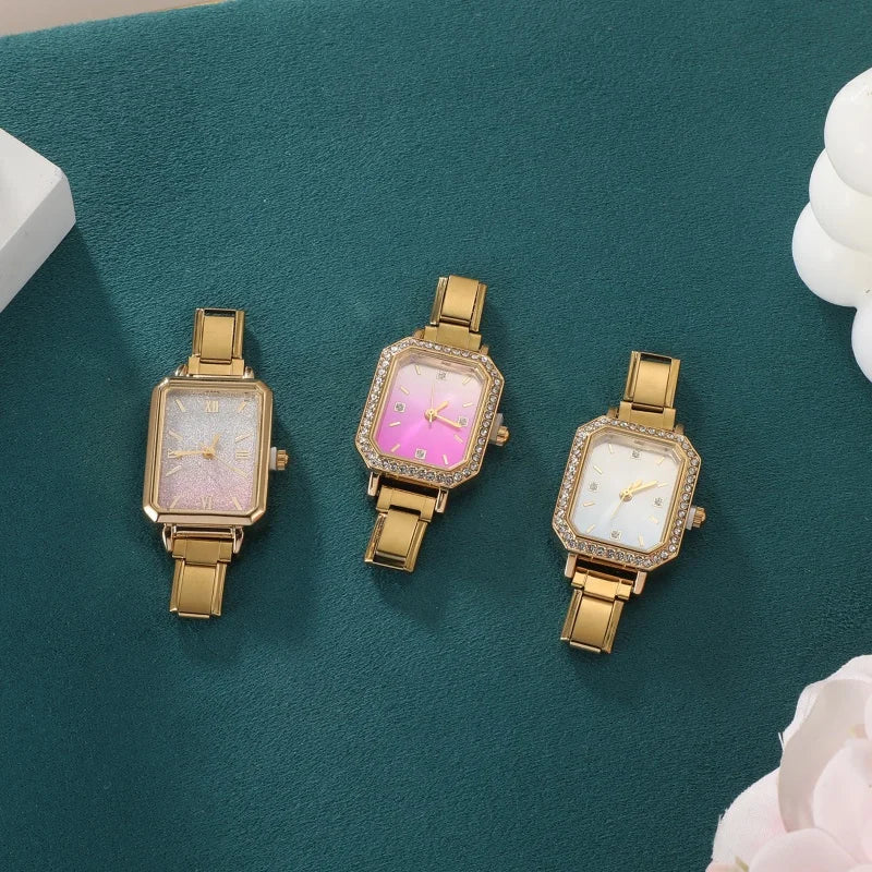 Y2K Fashion Women's Stainless Steel Square Shiny Watch DIY Bracelet for Party & Gift