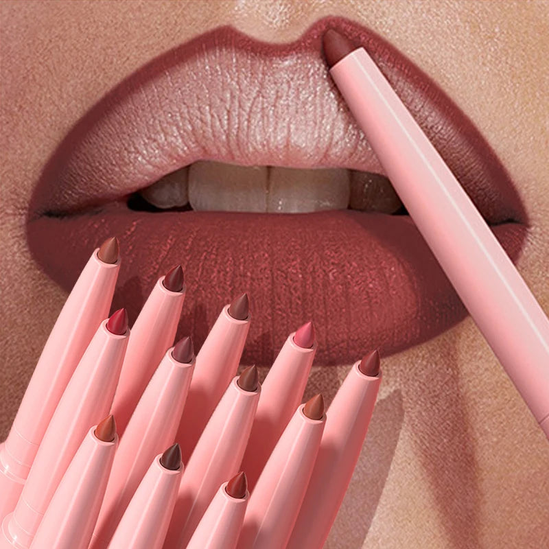 Matte Lipliner Pencil Waterproof Non-stick Lip Contour for Natural Makeup