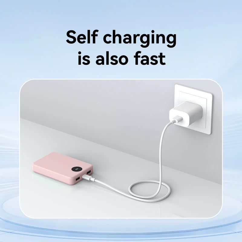 Portable 10000mAh Power Bank with Digital Display Dual USB & USB-C Charging