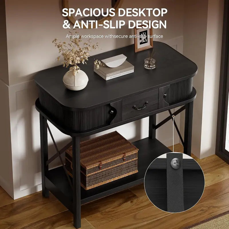 39-Inch Narrow Console Table with Drawers and Cabinets for Entryway and Living Room