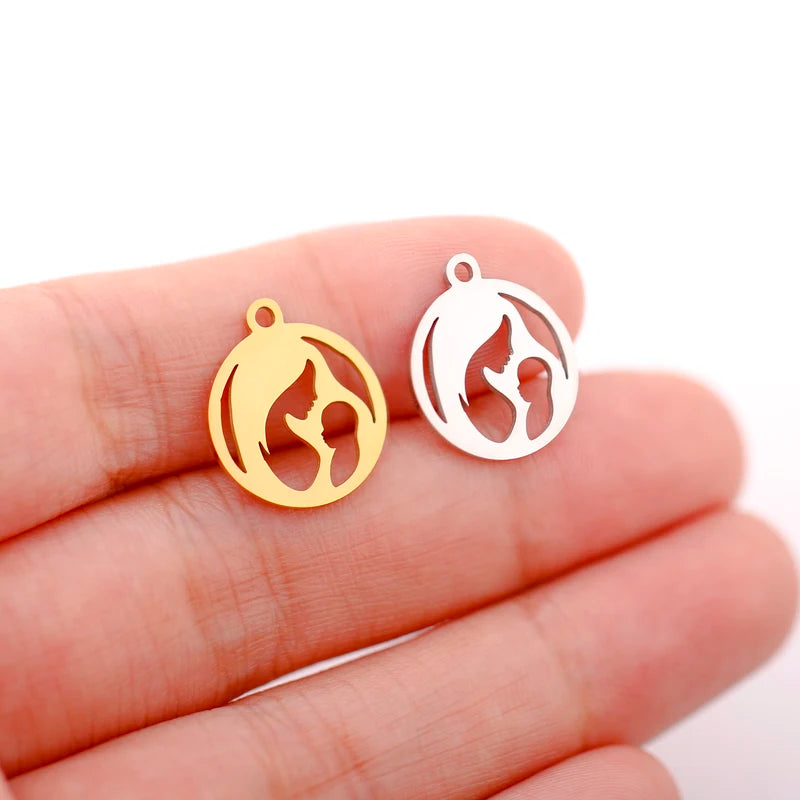 Stainless Steel Baby Foot & Angel Charms Set for DIY Jewelry Making - 5 Pieces