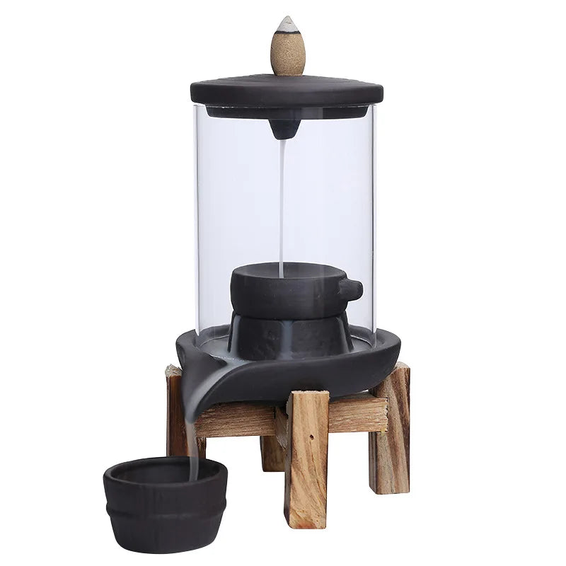Windproof Backflow Incense Burner Ceramic Fountain & Candlestick Home Decor