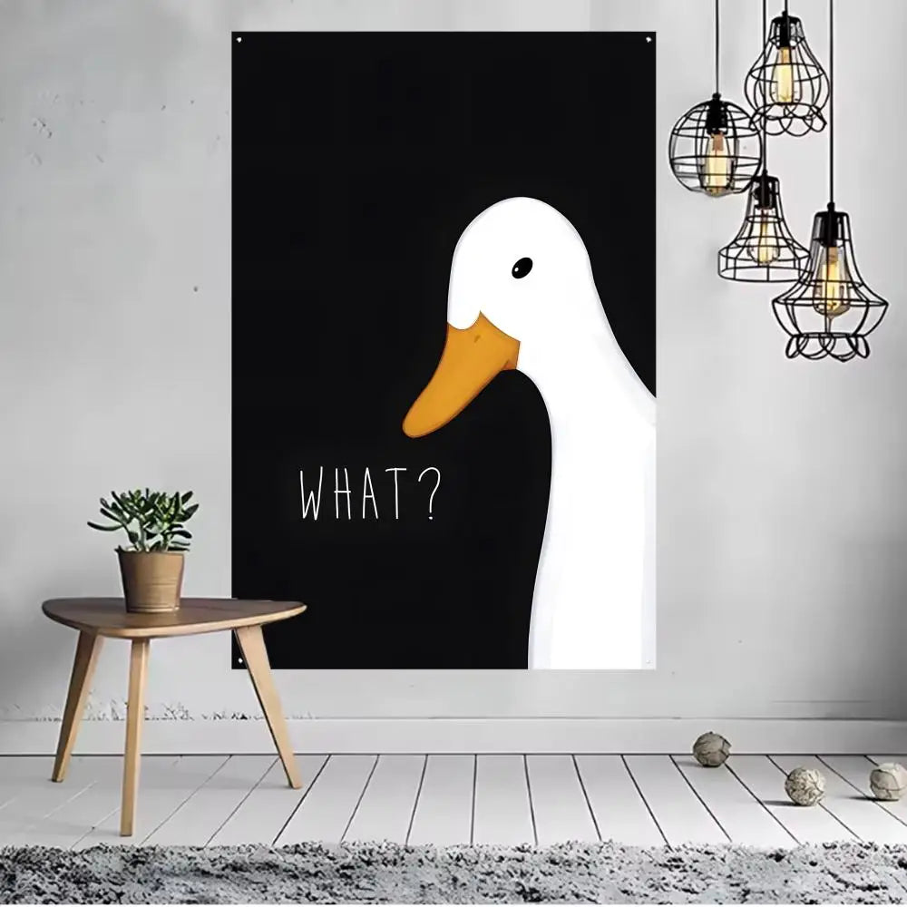 Indoor Decoration Flags with No Edging & Corner Rings - Cute Funny Duck