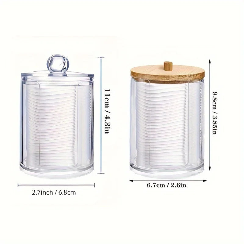 Clear Acrylic Makeup Organizer with Cotton Pad Holder - Multiple Colors