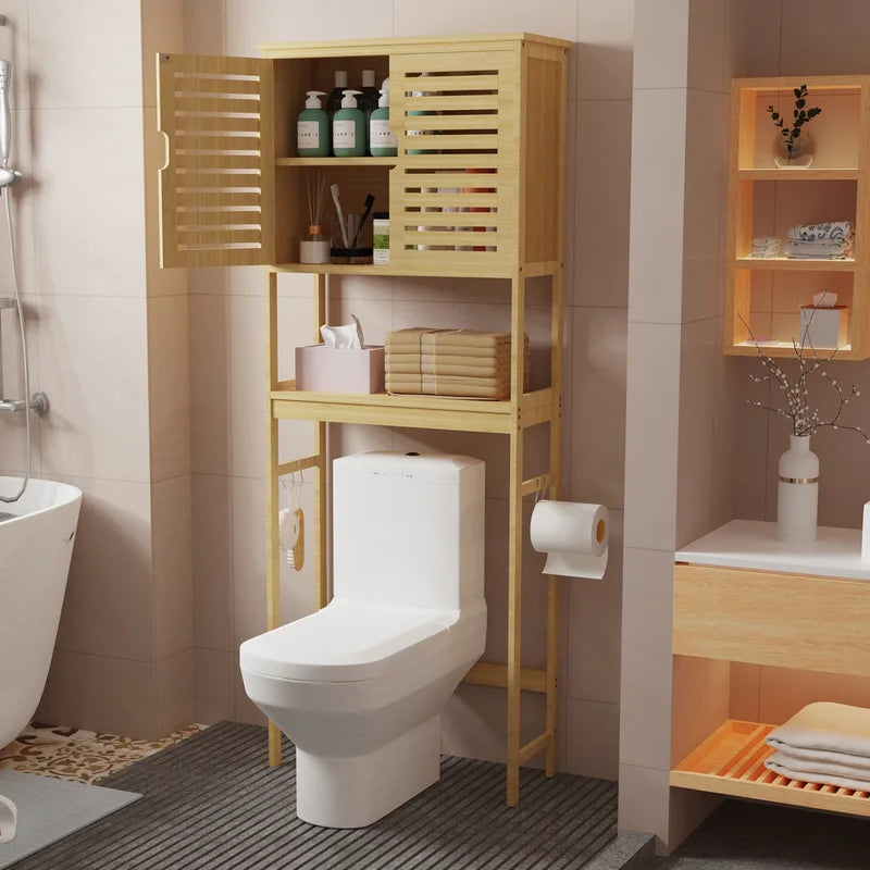 Natural Bamboo Over-the-Toilet Storage Rack 3-Tier Bathroom Organizer Space Saver
