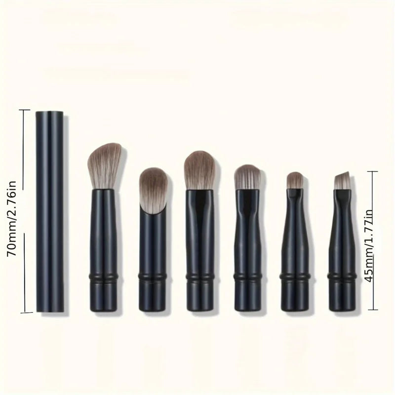 6-Piece Portable Makeup Brush Replacement Head Set with Nose Shadow Brush - Travel-Friendly