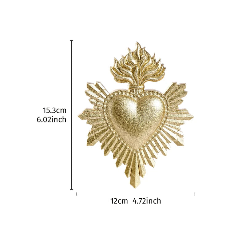Resin Flame & Heart-Shaped Wall Hanging Decor - Handcrafted Art for Home