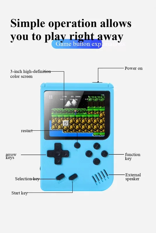 Portable Handheld Video Game Console with 400 Built-in Games, 2.4 Inch IPS Screen & Rechargeable Battery
