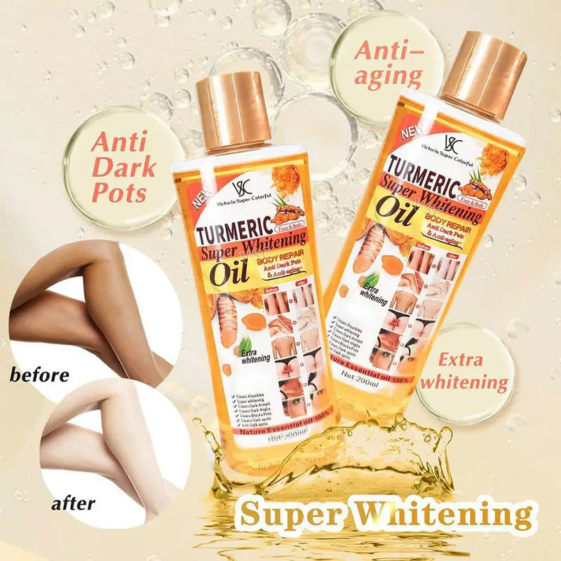Turmeric Body Oil 200ml - Anti-Aging & Brightening Skin Repair with Wheat Germ & Almond Oil